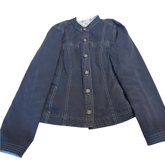 Boden Jackets & Blazers - Boden Women’s Utility Jacket US 6 (UK 10) Gray Button Front – Polka Dot Lining